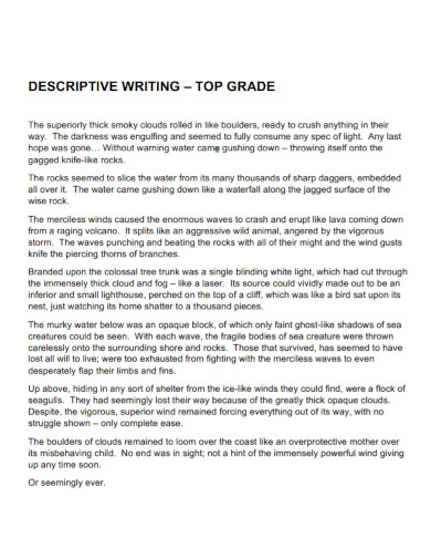 what are some examples of descriptive essay