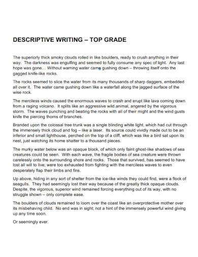 Descriptive Writing - 29+ Examples, Format, Pdf | Examples