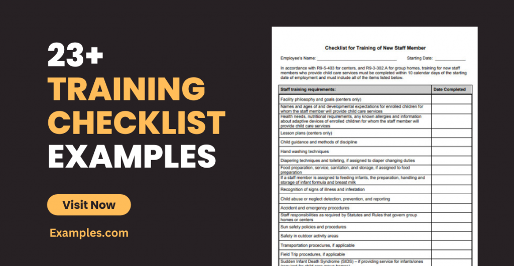 Training Checklist Examples