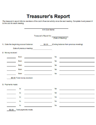 treasurer report informs