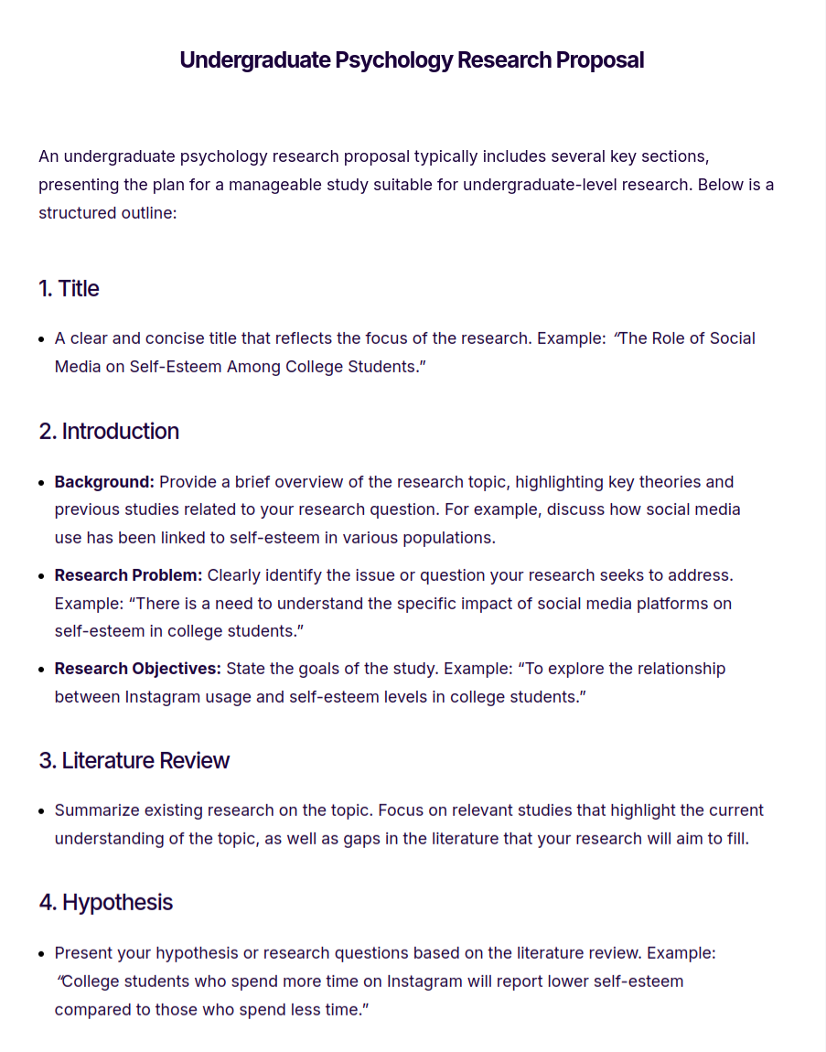 research proposal template psychology