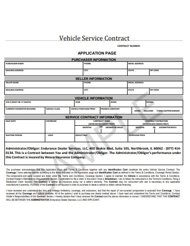 vehicle automobile service contract in pdf