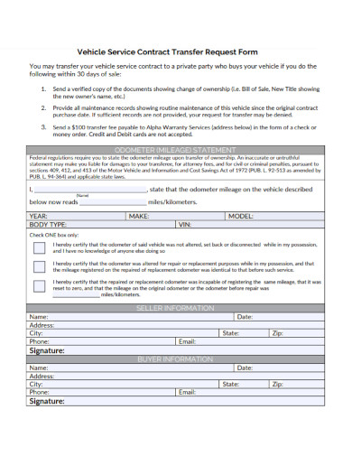 vehicle service contract form