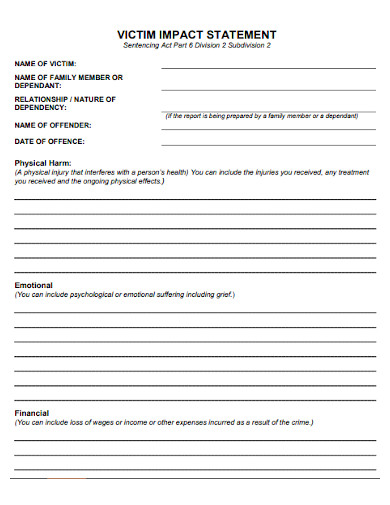 10 Victim Impact Statement Examples To Download Examples