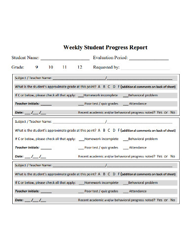 weekly student progress report1