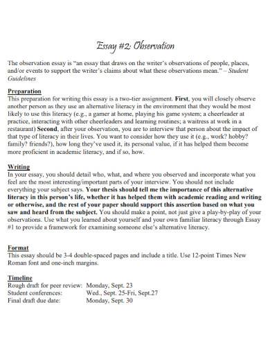 writers observation essay