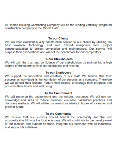 company construction personal statement