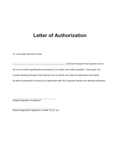 formal aurthorization letter