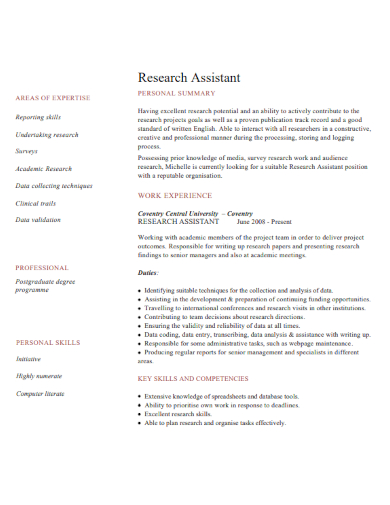 formal research assistants resme
