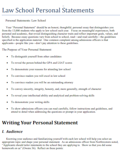 law school personal statement format