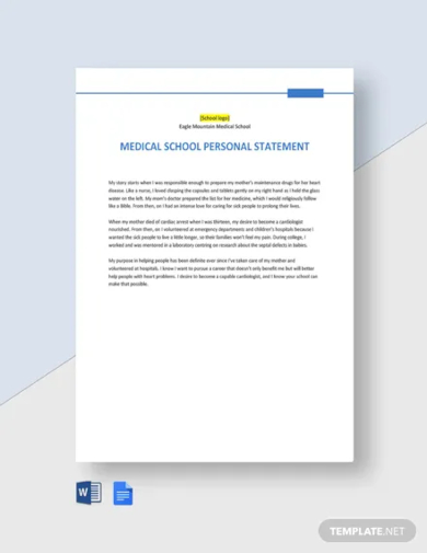medical school personal statement template