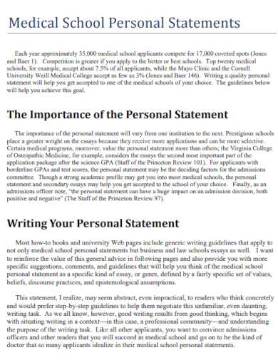 printable medical school personal statement
