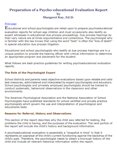 psycho education report