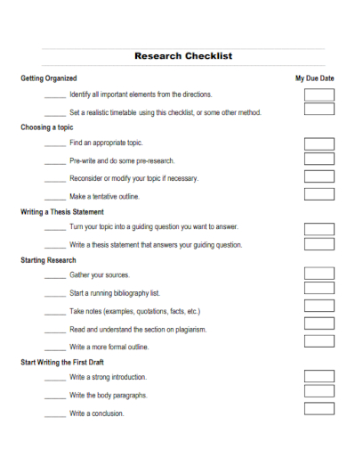 Research Paper Checklist - 10+ Examples, Format, Pdf | Examples