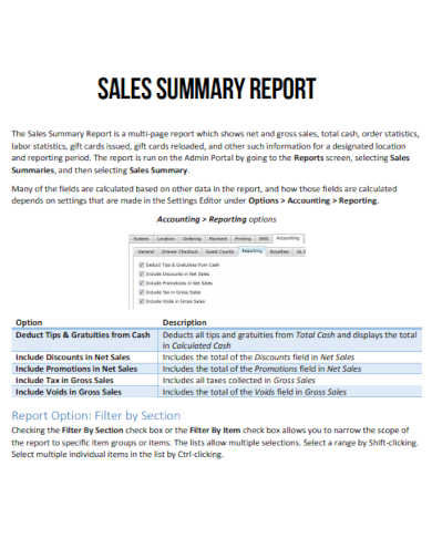 sales summary report
