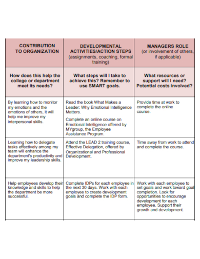 individual development plan to become a manager