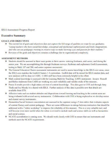 science student assessment report