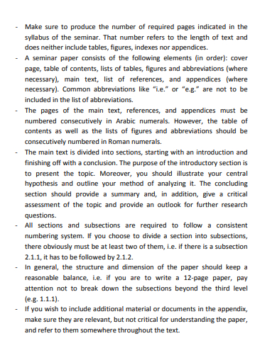 format of a seminar presentation