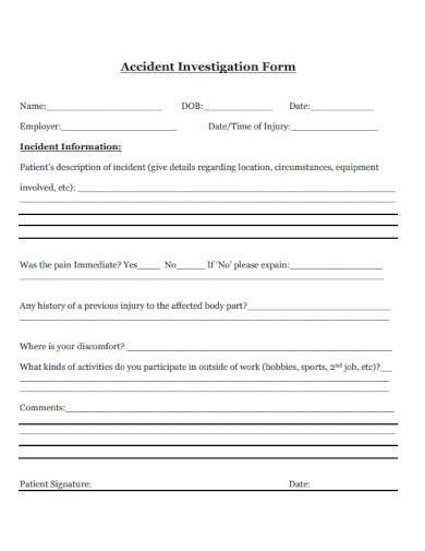 simple accident investigation form 