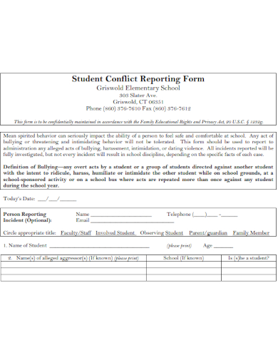student conflict report form