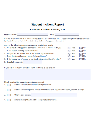 student incident report form