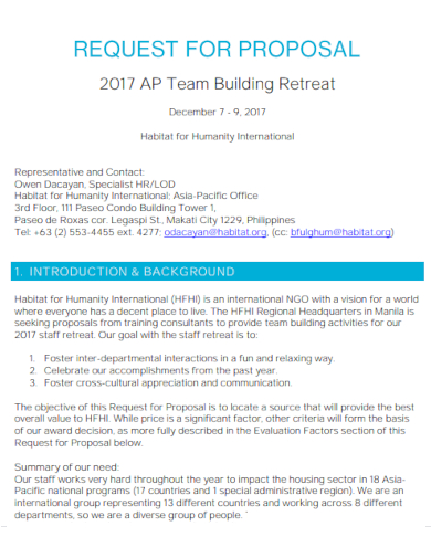 team building retreat proposals