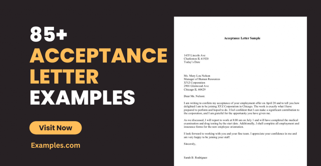 Acceptance Letter Examples