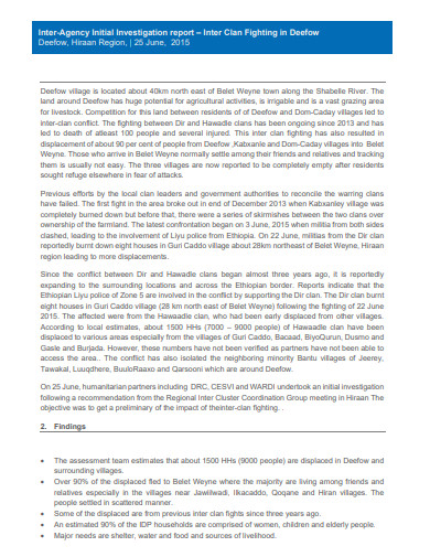 Initial Investigation Report - 8+ Examples, Format, Pdf | Examples