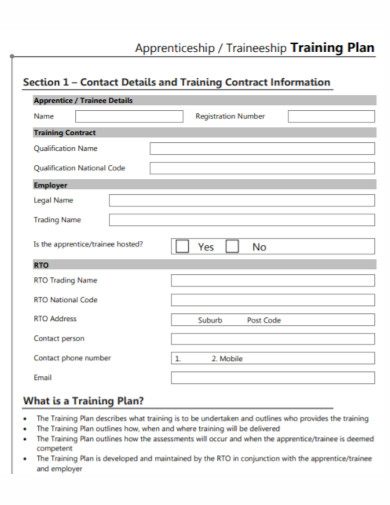 apprenticeship and traineeship training plan