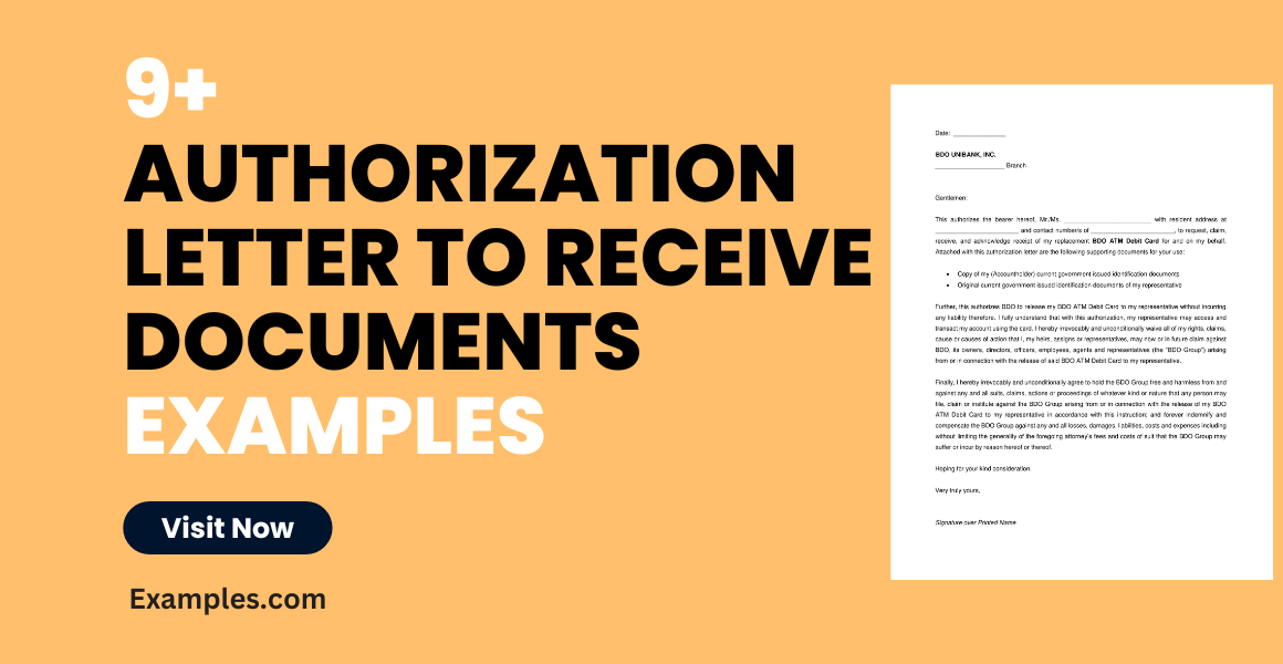 Authorization Letter to Receive Documents Examples