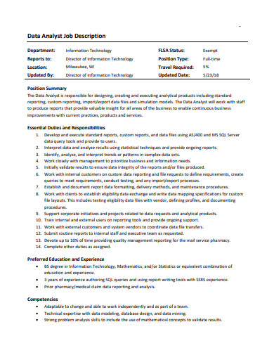 data analyst job description