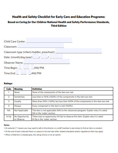 basic health and safety checklist
