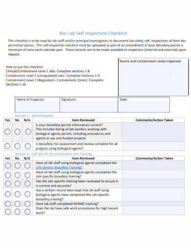 bio lab self inspection checklist1
