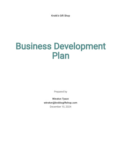 Business Development Plan Template