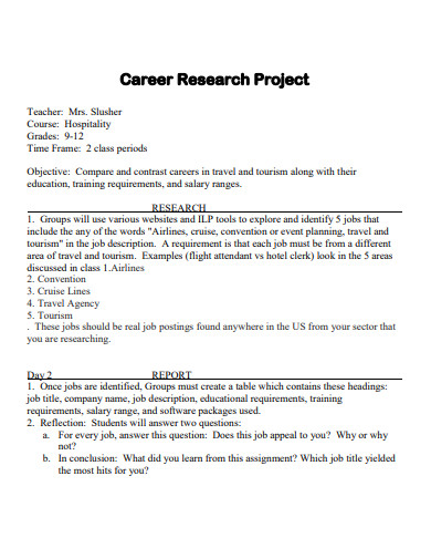 career research project report