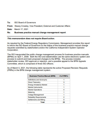 change management report in pdf