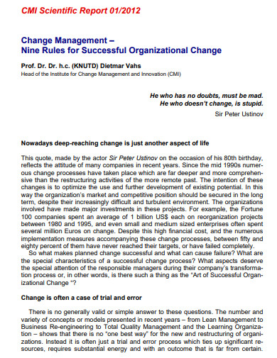 change management scientific report