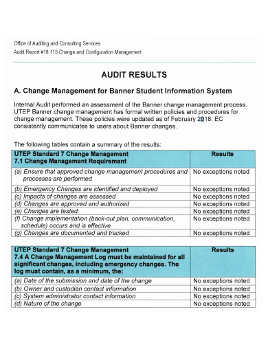 change and configuration management audit report