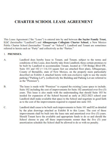 charter school lease agreement