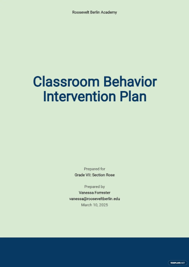 classroom behavior intervention plan template