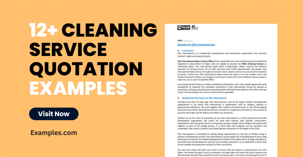 Cleaning Service Quotation Examples