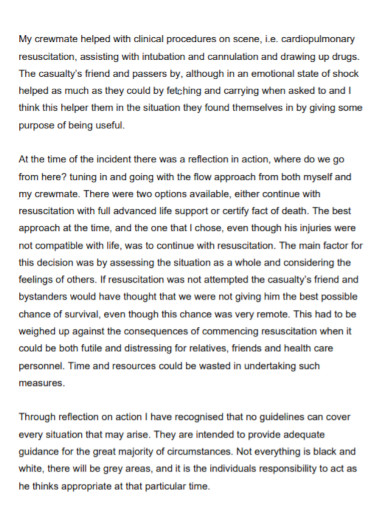 reflective essay example medical