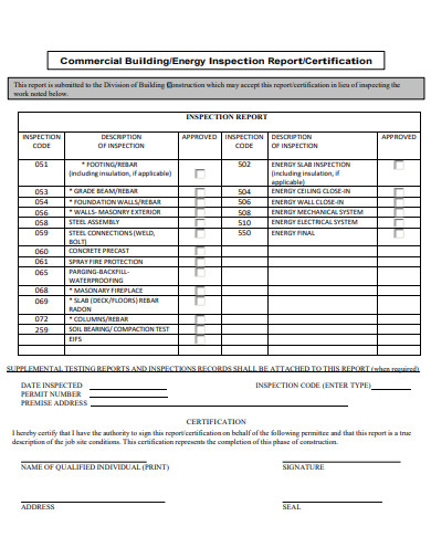 commercial inspection report template