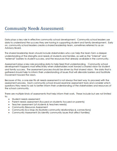 Community Needs Assessment Example
