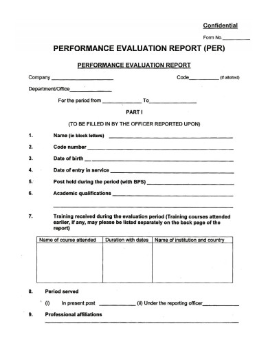 confidential performance evaluation report