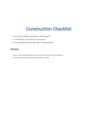 construction inspection checklist template