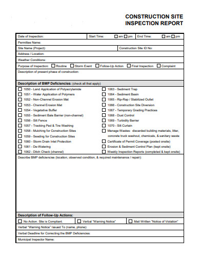 Site Inspection Report 10 Examples Format How To Make PDF