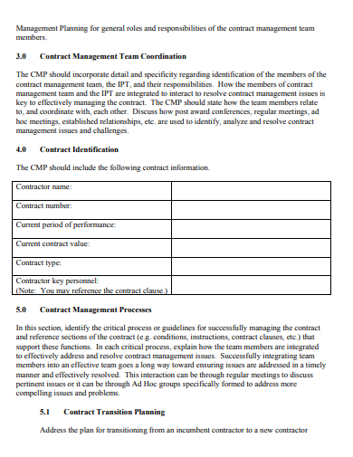 contract management plan template