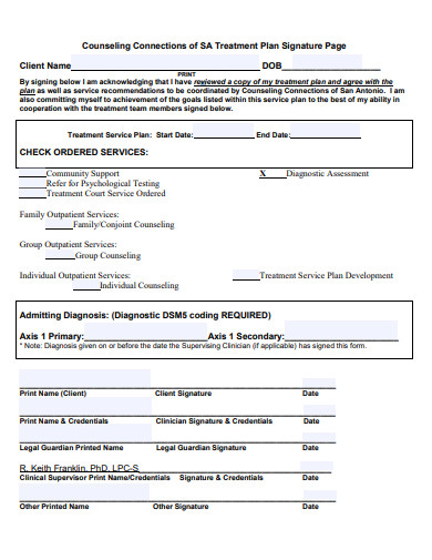 Counseling Treatment Plan 8 Examples Format Pdf Examples