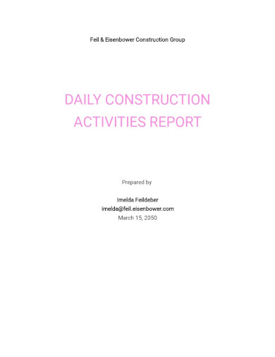 daily construction activities report template